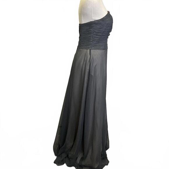 Vintage Jim Hjelm Occasions Women's 10 Grey Strapless Maxi Dress Gown Back Zip - Picture 4 of 15